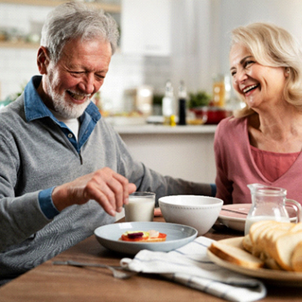 Older couple enjoying breakfast together