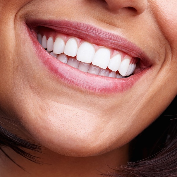 Closeup of bright smile after teeth whitening